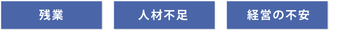 残業、人材不足、経営の不安